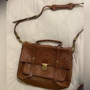 Oryany Brown Leather Messenger School Bag
